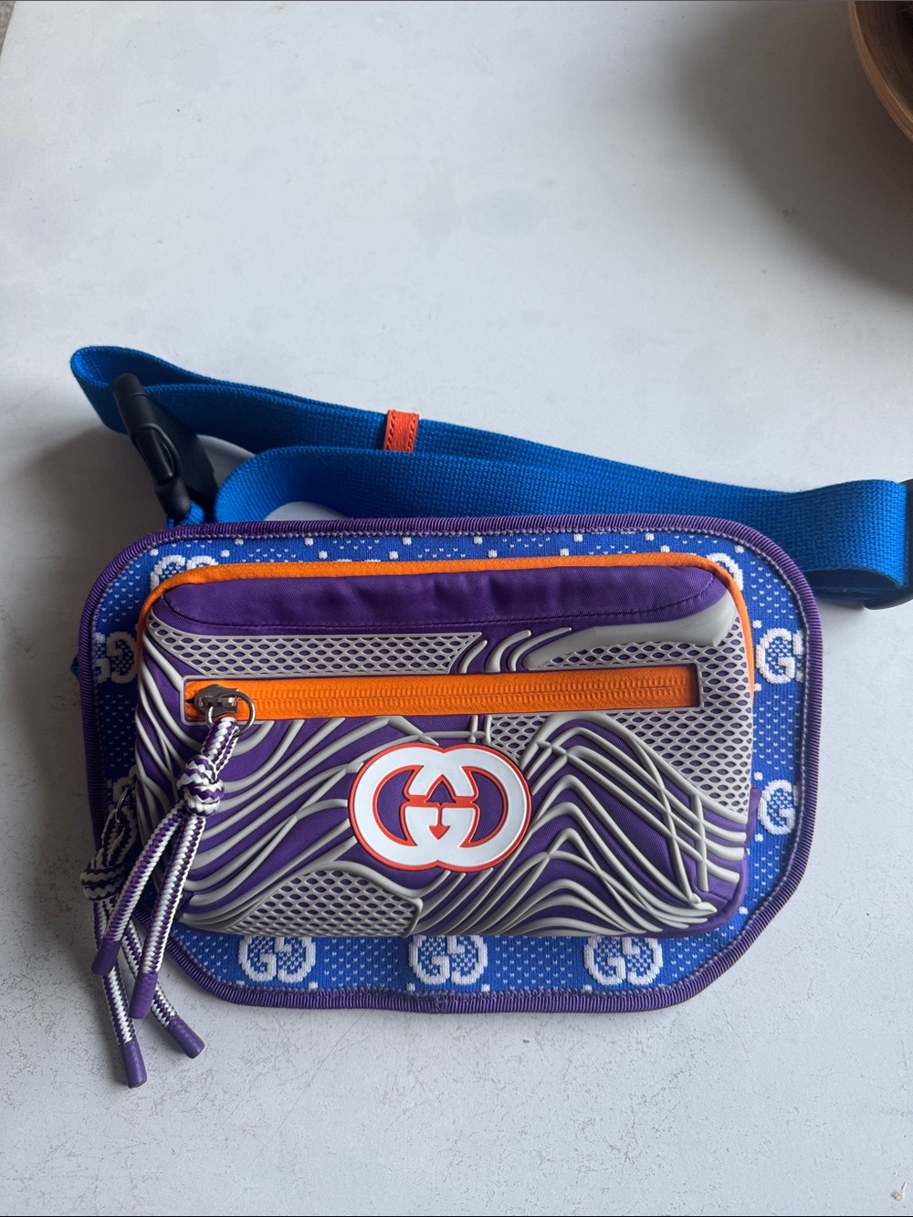 Gucci Purple, Blue & Orange Logo Belt Bag